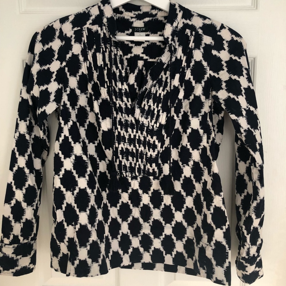 J.Crew Navy + White Tunic Blouse